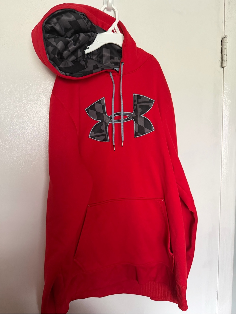 Under Armour Red Hoodie with Gray MD Flag Logo